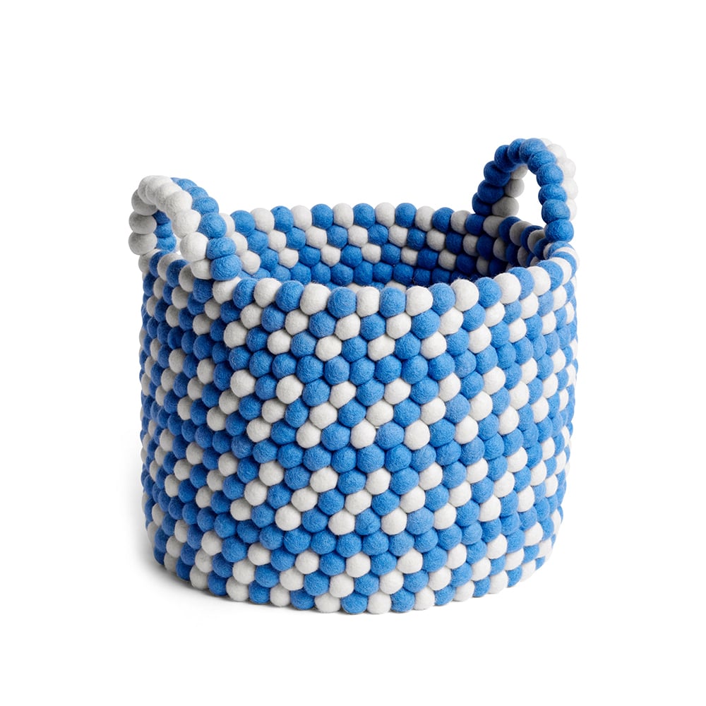 HAY Bead basket with handle Blue dash, large