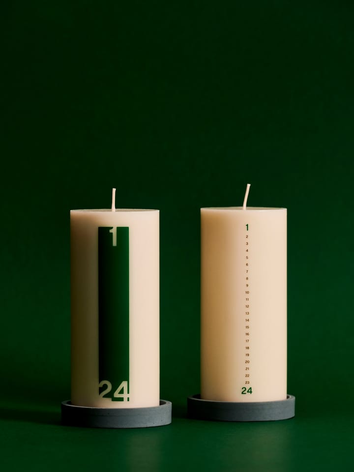 Calendar candle and candle lantern 6,8 cm - Bold off white-green - HAY