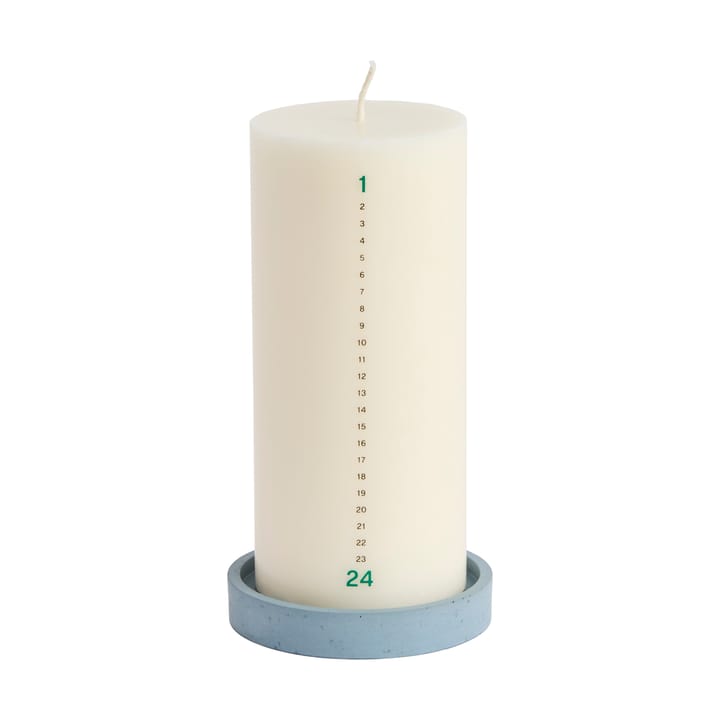 Calendar candle and candle lantern 6,8 cm - Delicate off white-black-green - HAY