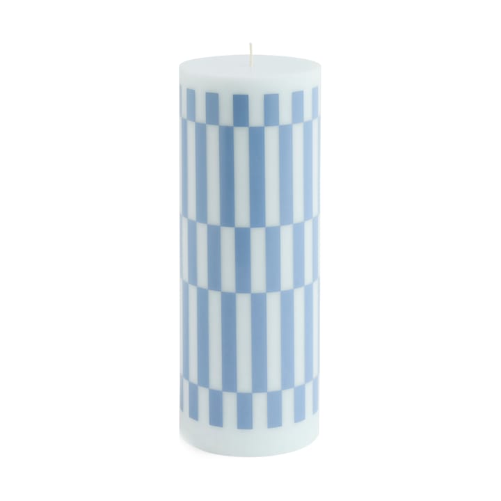 Column Candle block candle large 25 cm - Light blue-dusty blue check - HAY