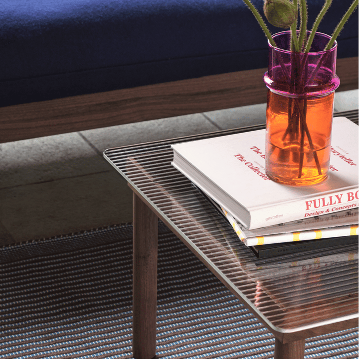 Kofi coffee table, Black oak-ribbed glass, 80 cm HAY