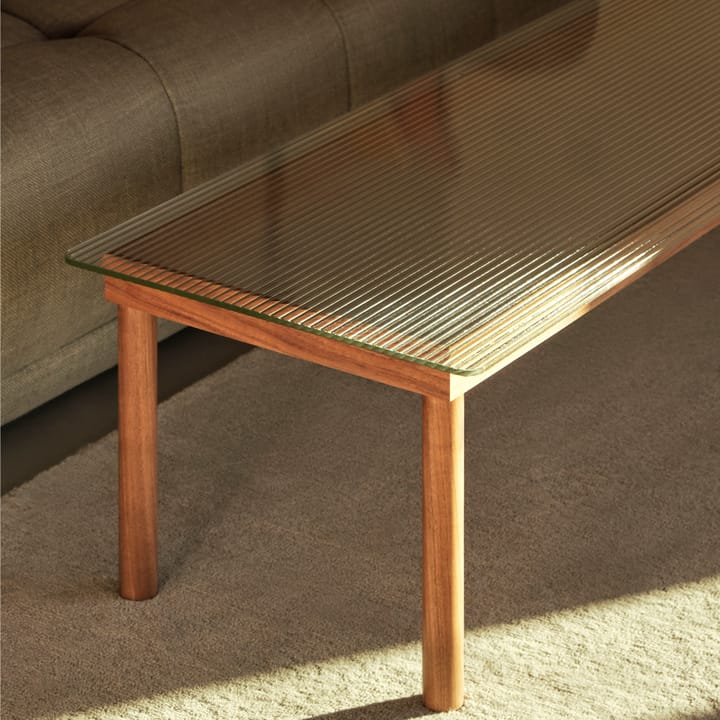 Kofi coffee table, Oak-ribbed glass, 100 cm HAY