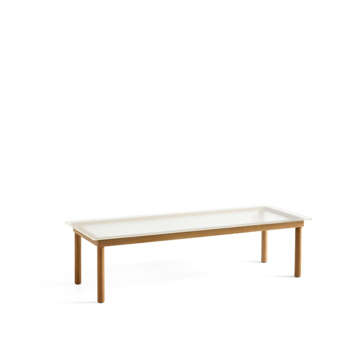 Kofi coffee table - Oak-ribbed glass, 50 cm - HAY