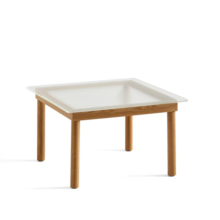 Kofi coffee table - Oak-ribbed glass, 60 cm - HAY