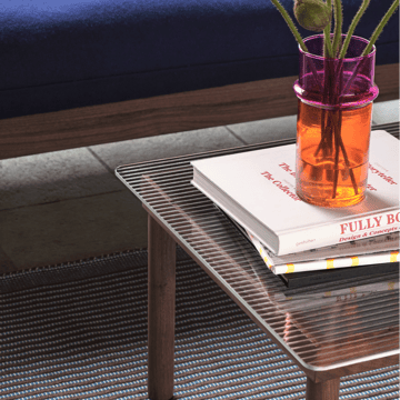 Kofi coffee table - Walnut-ribbed glass, 100 cm - HAY