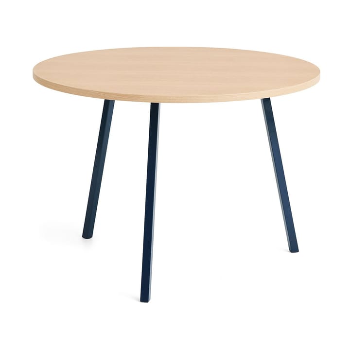 Loop Stand dining table Ø105 cm - Deep blue-clear lacq. oak - HAY