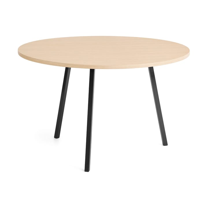 Loop Stand dining table Ø120 cm - Black-clear lacq. oak - HAY