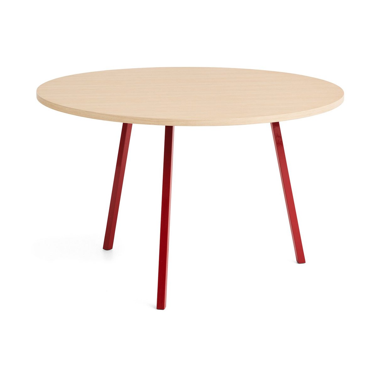 HAY Loop Stand dining table Ø120 cm Maroon red-clear lacq. oak