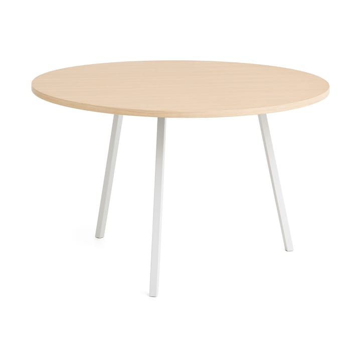 Loop Stand dining table Ø120 cm - White-clear lacq. oak - HAY