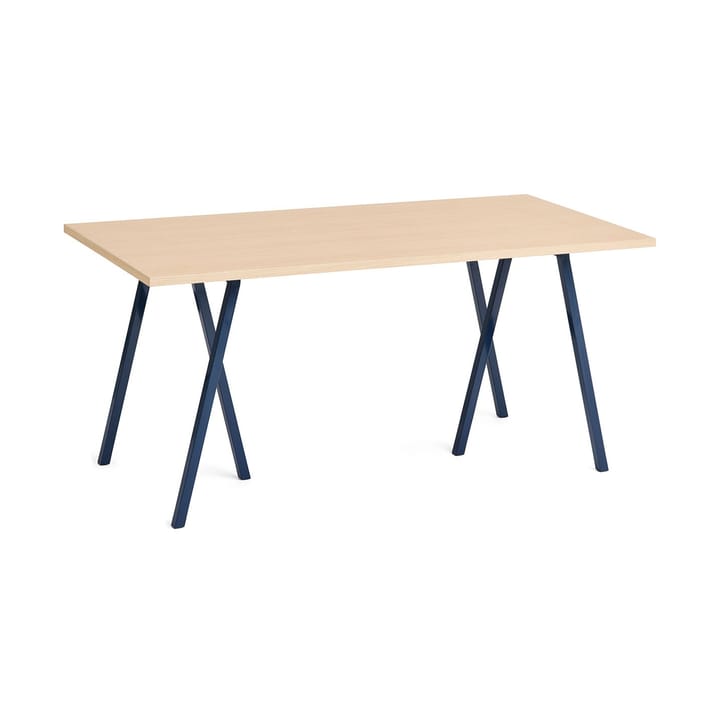 Loop Stand dining table 77,5x160 cm - Deep blue-clear lacq. oak - HAY