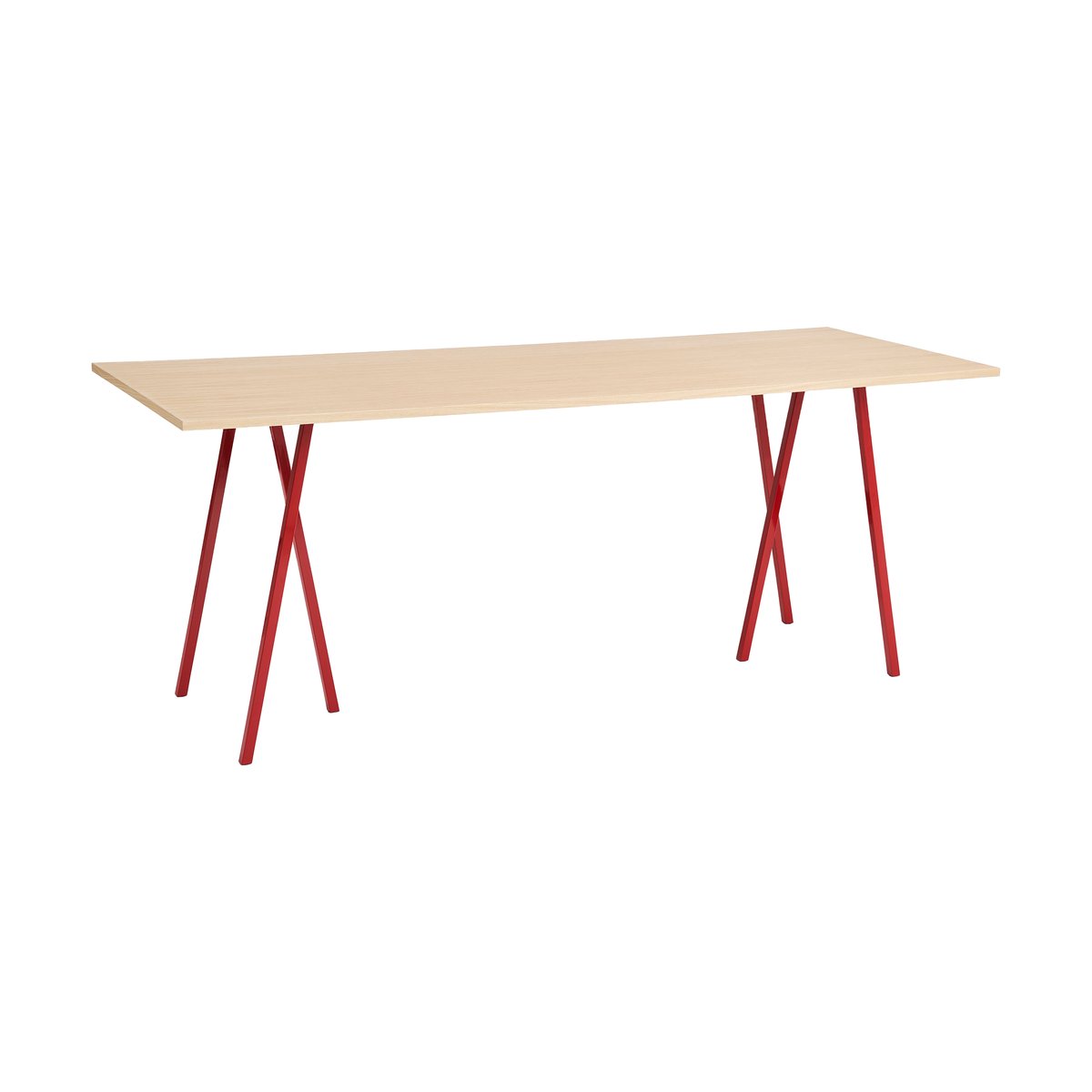 HAY Loop Stand dining table 92,5x250 cm Maroon red-clear lacq. oak