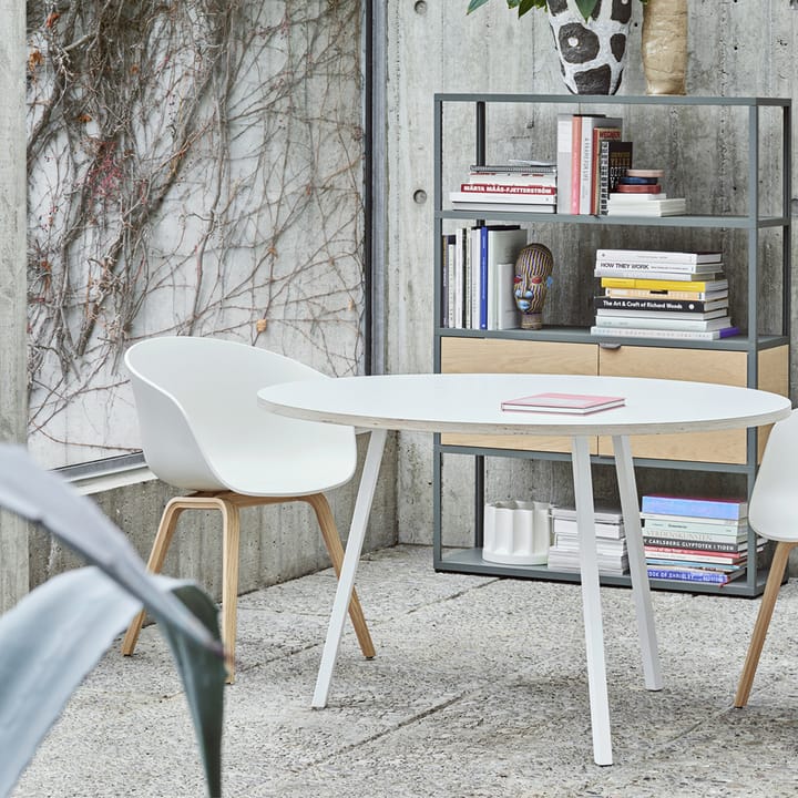 Loop Stand dining table round, Black linoleum-black, Ø105 cm HAY