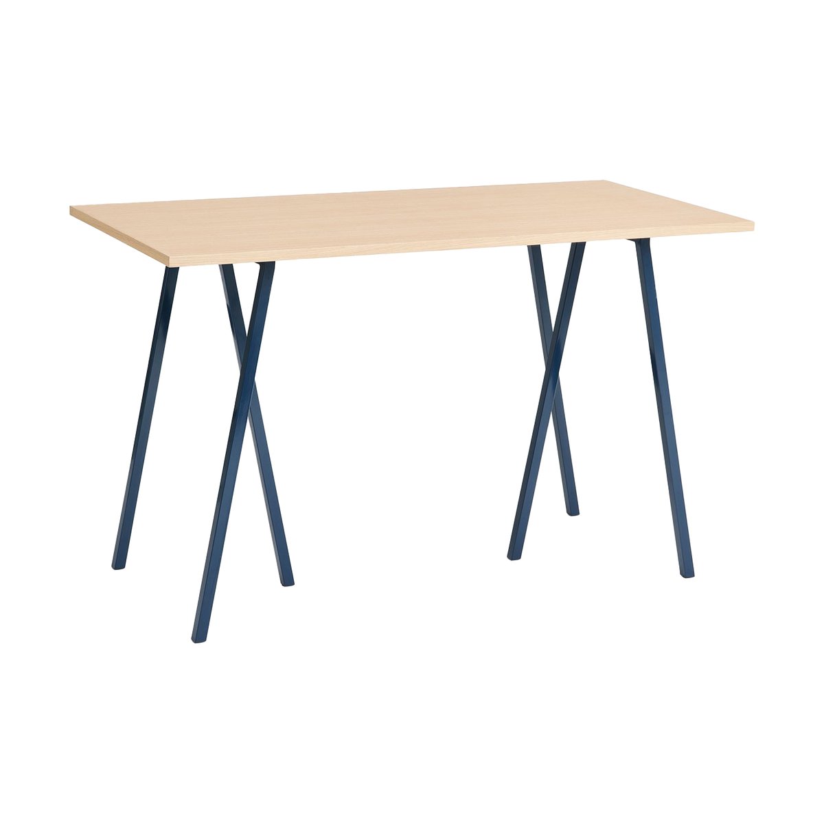 HAY Loop Stand incl. support bar table 77,5x160 cm Deep blue-clear lacq. oak