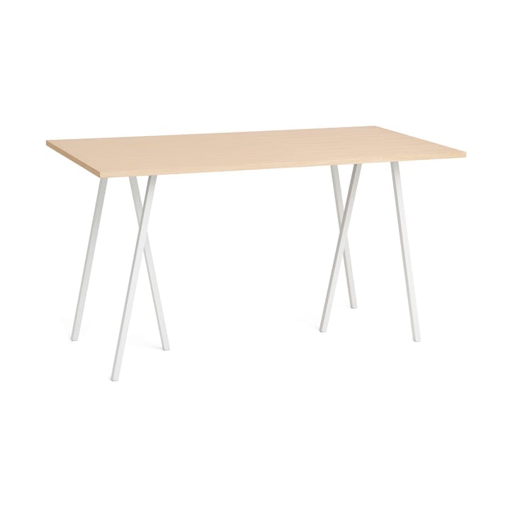 Loop Stand incl. support bar table 87,5x180 cm - White-clear lacq. oak - HAY