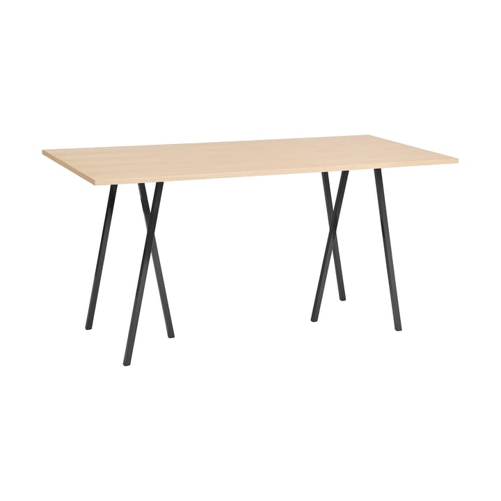 Loop Stand incl. support bar table 92,5x200 cm - Black-clear lacq. oak - HAY