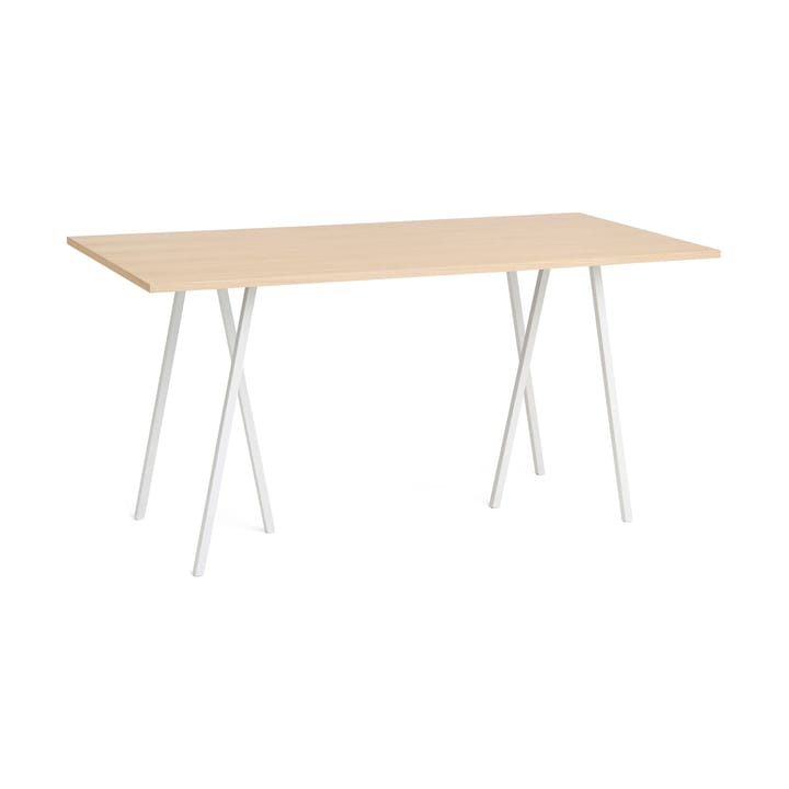 Loop Stand incl. support bar table 92,5x200 cm - White-clear lacq. oak - HAY