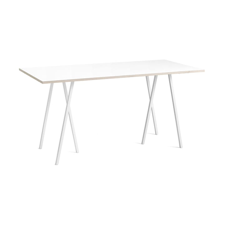 Loop Stand incl. support bar table 92,5x200 cm - White-white laminate-plywood - HAY