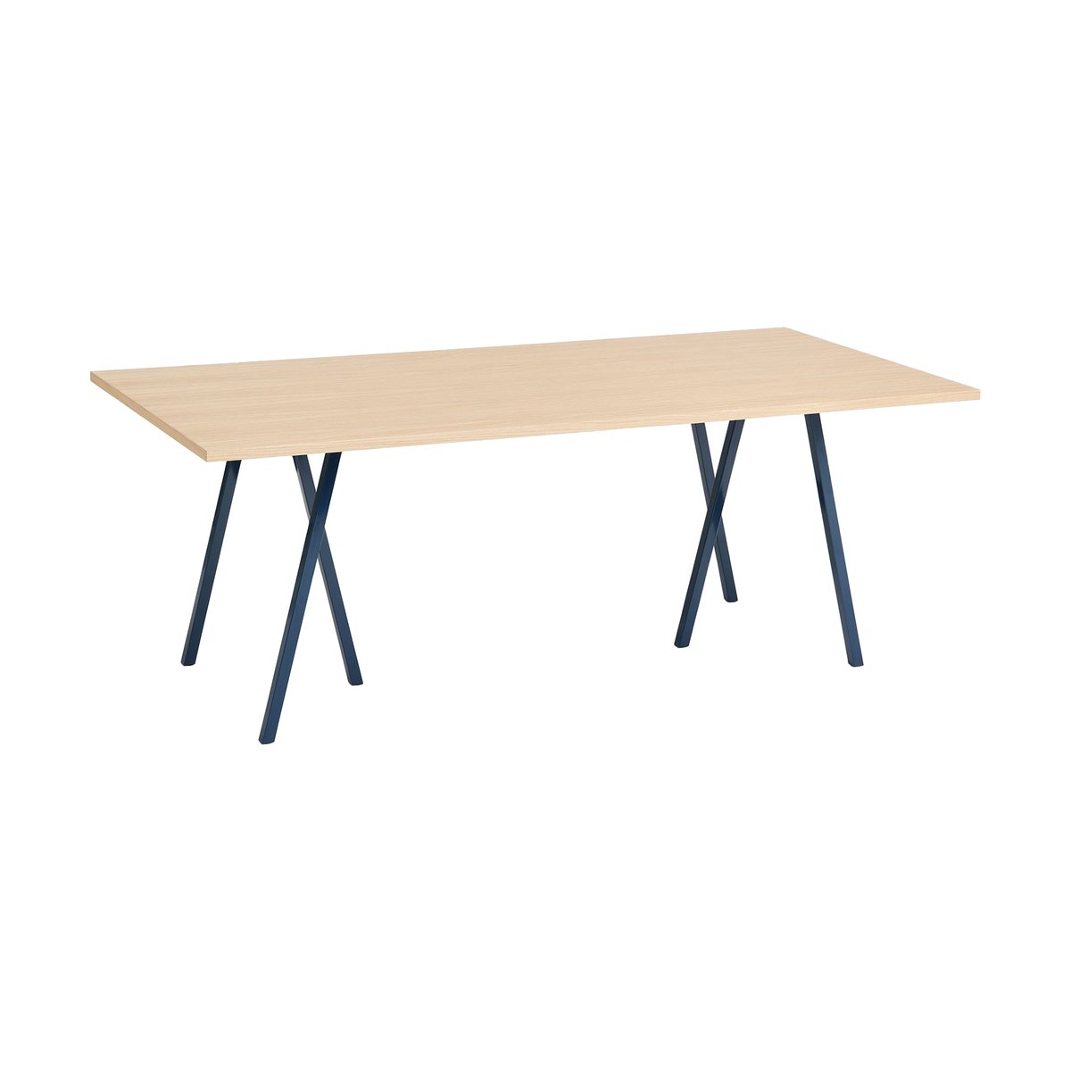 HAY Loop Stand incl. support dining table 92,5x200 cm Deep blue-clear lacq. oak