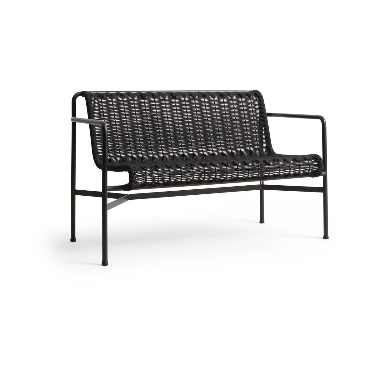 HAY Palissade Cord Dining bench with armrests Anthracite