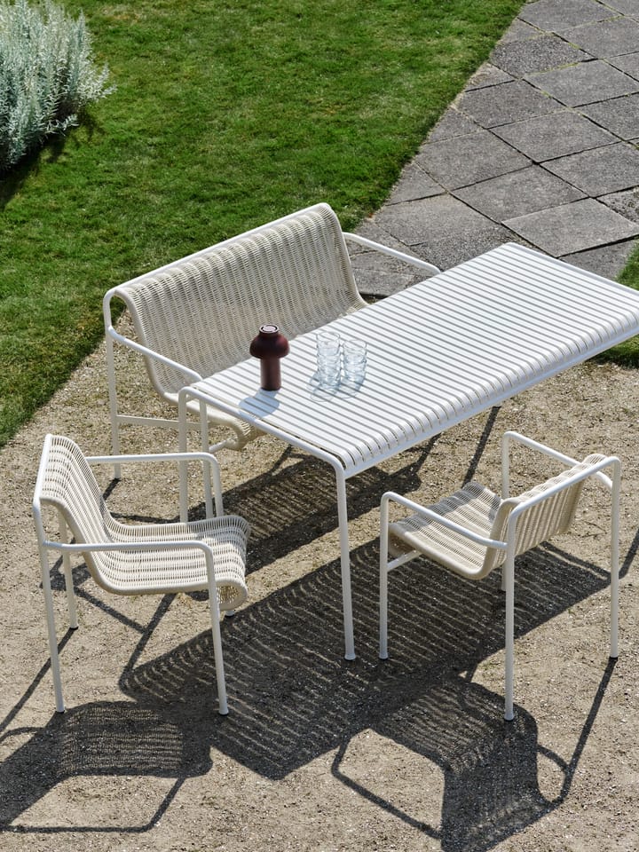 Palissade Cord Dining bench with armrests, Cream white HAY