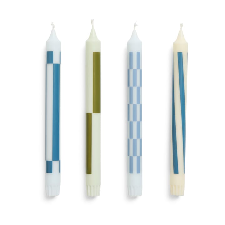 Pattern candle mix 4-pack - Green-blue - HAY