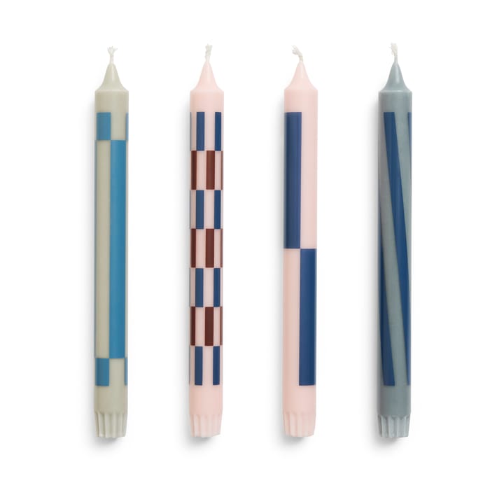 Pattern candle mix 4-pack - Light pink-blue - HAY