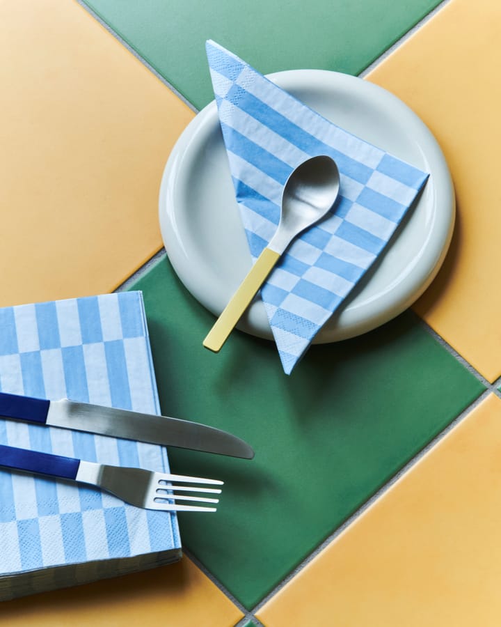 Pattern Lunch Stripe napkin 33x33 cm 20-pack - Light blue-dusty blue pillar - HAY