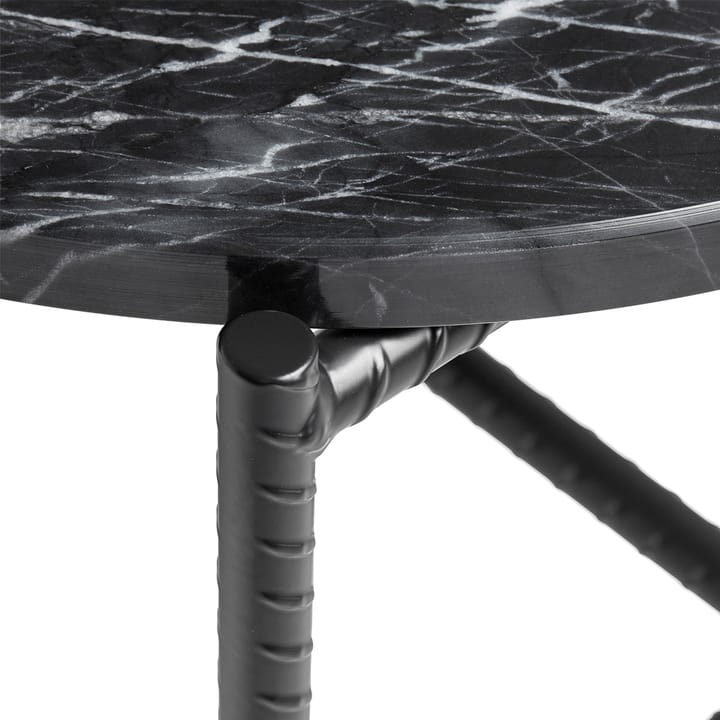 Rebar side table Ø45 cm, Black marble-black HAY