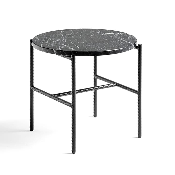 Rebar side table Ø45 cm - Black marble-black - HAY