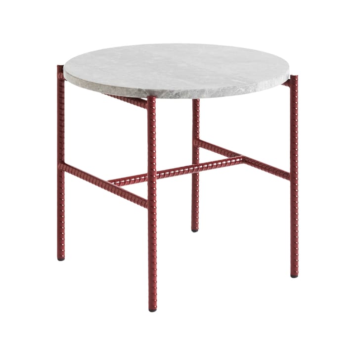 Rebar side table Ø45 cm - Grey marble-barn red - HAY