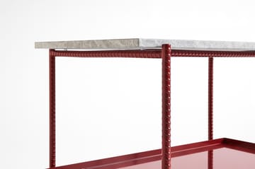 Rebar side table 75x44x55 cm - Grey marble-barn red - HAY