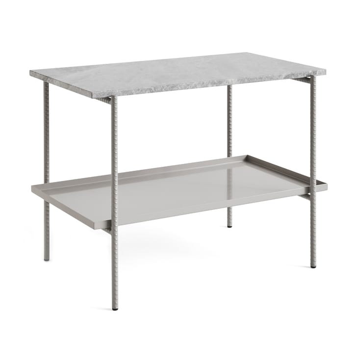 Rebar side table 75x44x55 cm - Grey marble-fossil - HAY