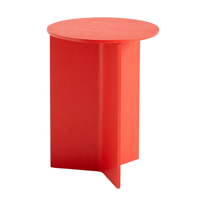 Slit high side table Ø35 cm - Candy red lacquered oak - HAY