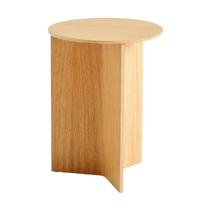 Slit high side table Ø35 cm - Lacquered oak - HAY