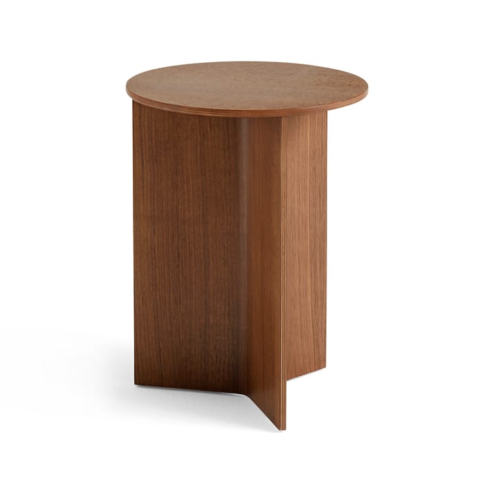 Slit high side table Ø35 cm, Lacquered walnut HAY