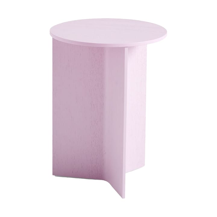 Slit high side table Ø35 cm - Pink lacquered oak - HAY