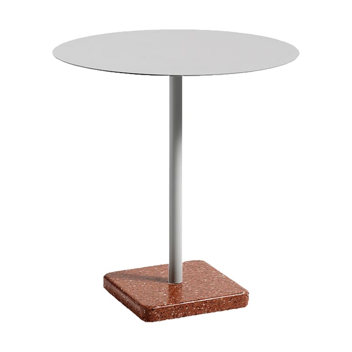 Terrazzo dining table Ø70 cm - Red terrazzo-sky grey - HAY