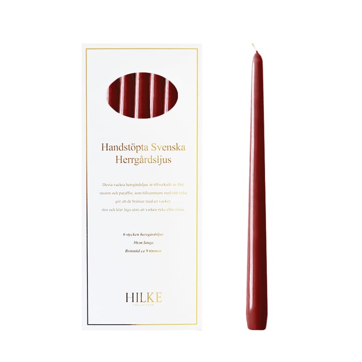 Herrgårdsljus candles 30 cm 6-pack , Wine red glossy Hilke Collection