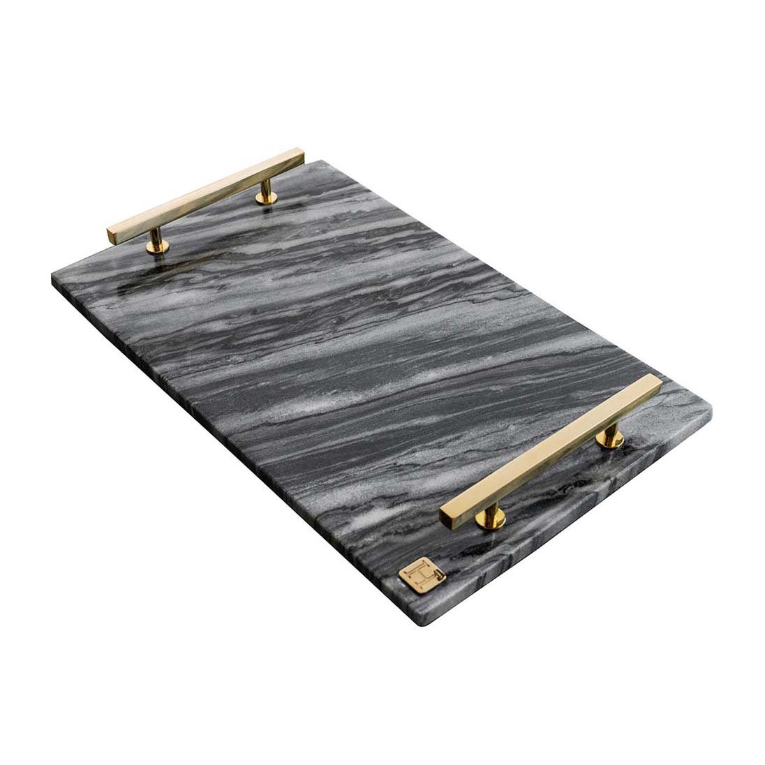 Hilke Collection Hilke Collection tray 40.5x25.5 cm grey marble-solid brass