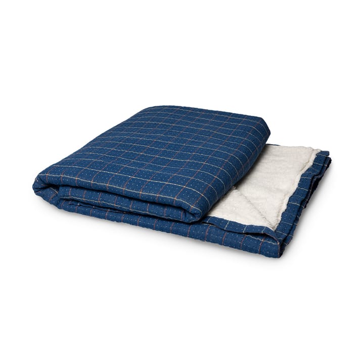 Sherpa blanket Checkered 130x170 cm cotton, Blue HKliving