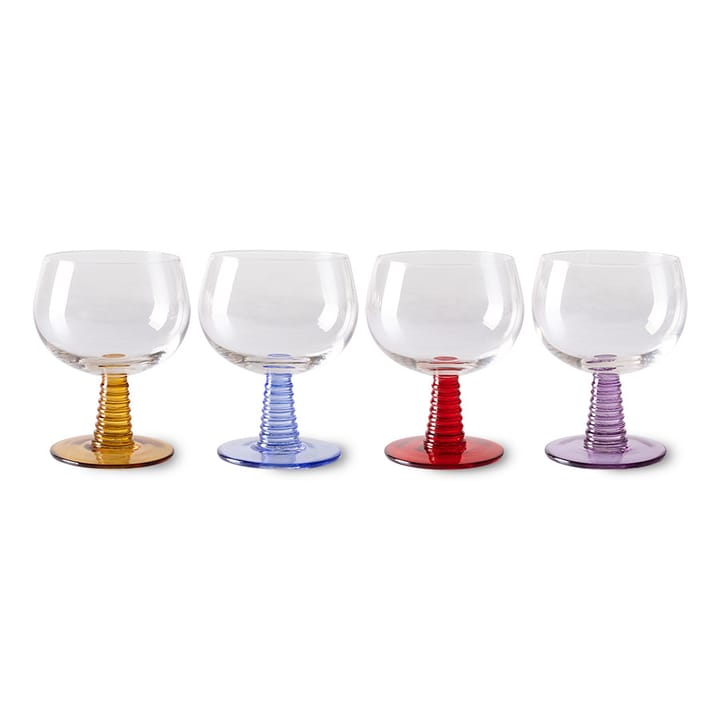 Swirl Wine glasses low 4-pack 35 cl - Mix - HKliving