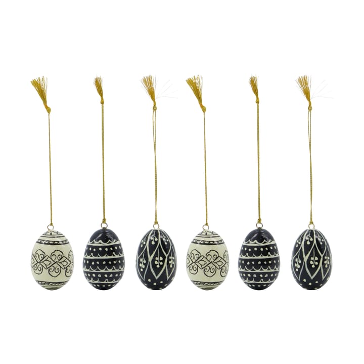 Deco Easter eggs 5 cm 6 pieces - Black-offwhite - House Doctor