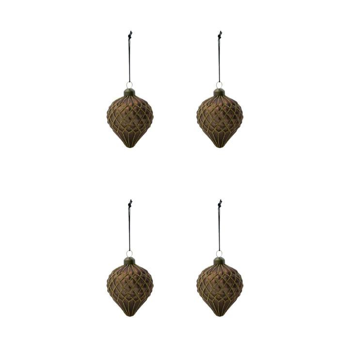 Hinda Christmas bauble 9.5 cm 4-pack - Brown - House Doctor