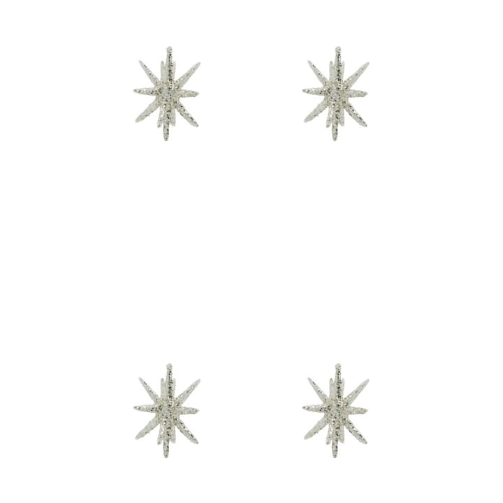 Spike Christmas tree star Ø7.5 cm 4-pack - Silver brass glitter - House Doctor