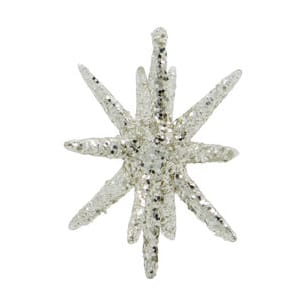 Spike Christmas tree star Ø7.5 cm 4-pack - Silver brass glitter - House Doctor