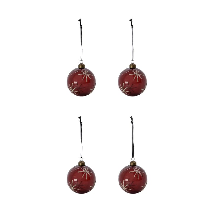 Star Christmas bauble Ø8 cm 4-pack - Bordeaux - House Doctor