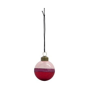 Stripe Christmas bauble Ø5 cm 4-pack - Pink-red - House Doctor