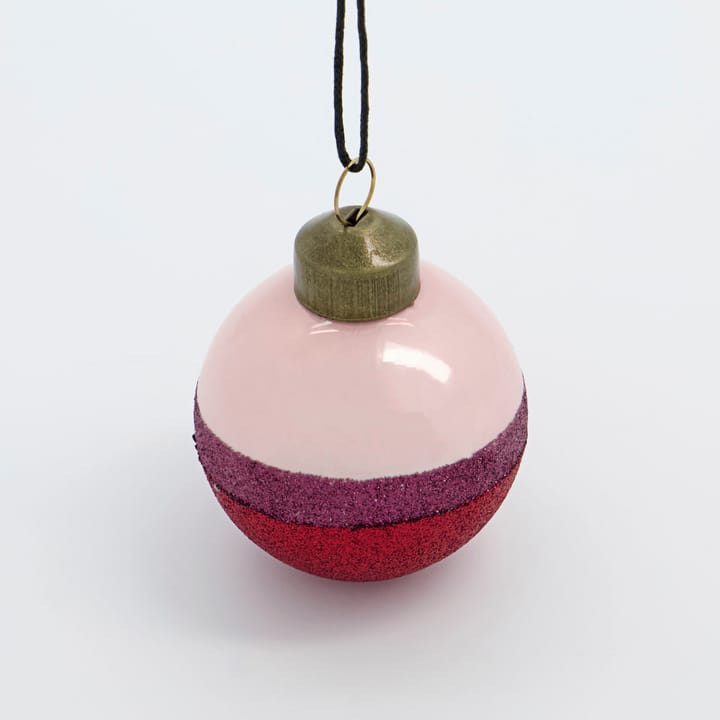 Stripe Christmas bauble Ø5 cm 4-pack, Pink-red House Doctor