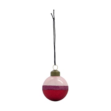 Stripe Christmas Ornament Ø8 cm 4-pack - Pink-red - House Doctor