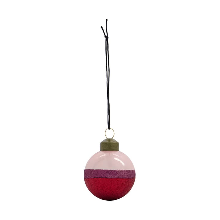 Stripe Christmas Ornament Ø8 cm 4-pack, Pink-red House Doctor